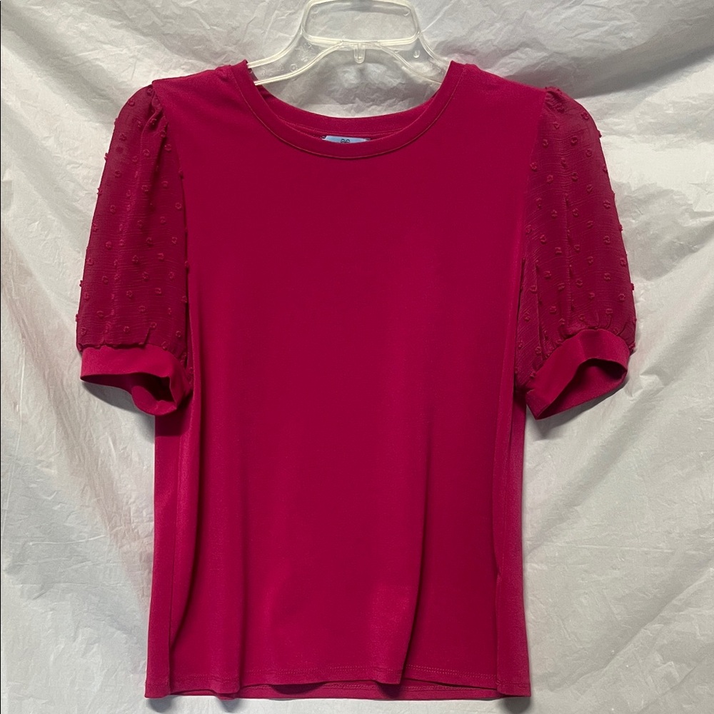 CeCe Magenta Puff Sleeve Short Sleeve Top